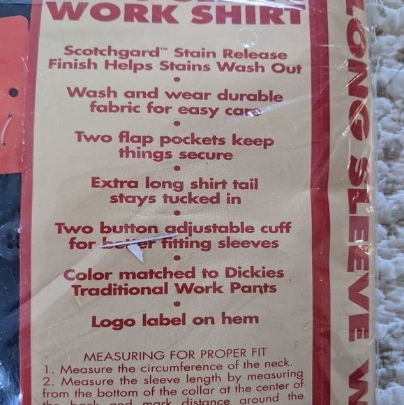 NWT Vintage Dickies Long Sleeve Work Shirt Blue 17/17.5 Scotchgard - Picture 4 of 6